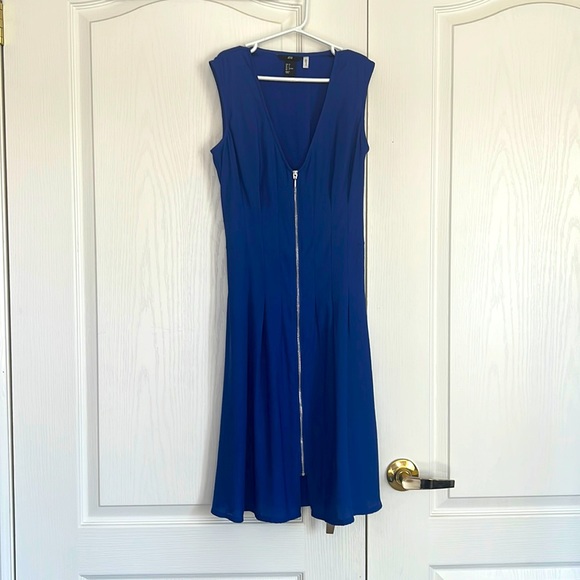 Royal Blue Dress With Front Zip - Size 2 - Picture 1 of 2